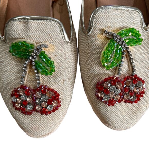 Express Cherry Rhinestone Slip ons Flats Size 7 Retro Glam Twee Coquette Comfy - Picture 5 of 8